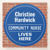 Fun Community Nurse Wall Plaque Style Glazen Onderzetter (Voorkant)