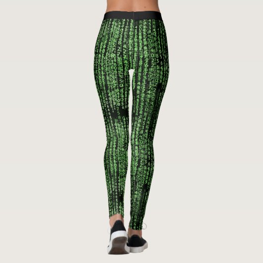 Fun Computer Data Matrix Code Green Yoga Leggings (Achterkant)