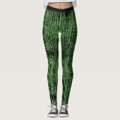 Fun Computer Data Matrix Code Green Yoga Leggings (Voorkant)