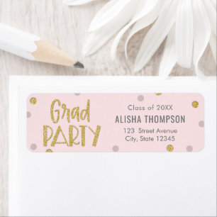 Fun Confetti Graduation Party Return Address Label