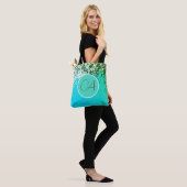 Fun Confetti Monogram Turquoise Tote Bag (Op model)