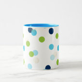 FUN CONFETTI SPOTS leuke leuke retro aqua navy lim Tweekleurige Koffiemok (Center)