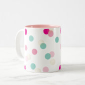 FUN CONFETTI SPOTS leuke leuke retro mint roze gou Tweekleurige Koffiemok (Voorkant links)