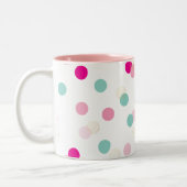 FUN CONFETTI SPOTS leuke leuke retro mint roze gou Tweekleurige Koffiemok (Links)