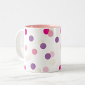 FUN CONFETTI SPOTS leuke leuke retro paarse roze g Tweekleurige Koffiemok (Voorkant links)