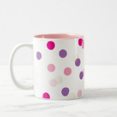 FUN CONFETTI SPOTS leuke leuke retro paarse roze g Tweekleurige Koffiemok (Links)