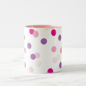 FUN CONFETTI SPOTS leuke leuke retro paarse roze g Tweekleurige Koffiemok (Center)