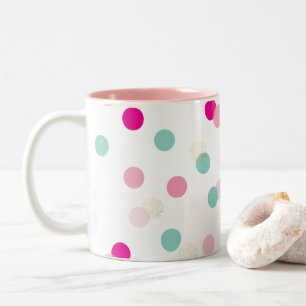 FUN CONFETTI SPOTS leuke retro roze goudbruin Tweekleurige Koffiemok