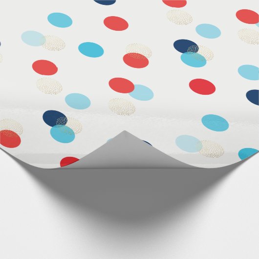 FUN CONFETTI SPOTS verjaardag cadeau rood blauw go Cadeaupapier (Hoek)