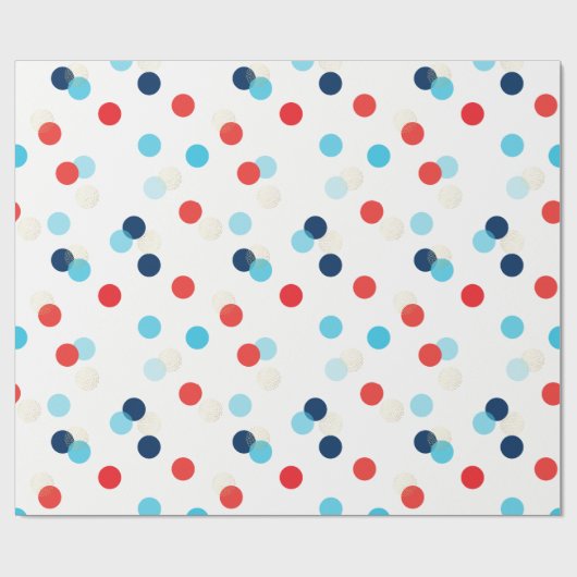 FUN CONFETTI SPOTS verjaardag cadeau rood blauw go Cadeaupapier (Vlak)