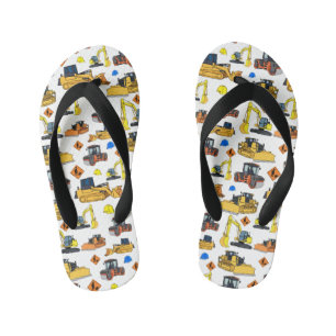 Fun Construction Vehicles Pattern Kinder Teenslippers
