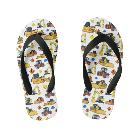 Fun Construction Vehicles Pattern Kinder Teenslippers (Voetbed)