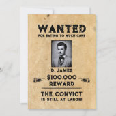 Fun Convict Reward Gezocht Verjaardagsfeest Kaart (Voorkant)