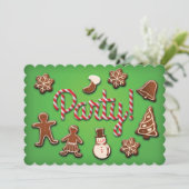 Fun Cookies en Snoep Kerstfeest Uitnodiging (Staand voorkant)