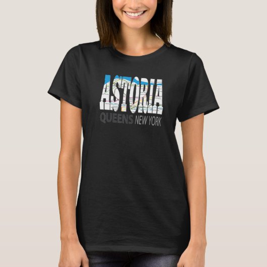 Fun Cool Astoria Queens New York met metrokaart T-shirt (Voorkant)