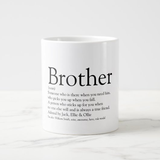 Fun Cool Black en White Best Brother Definition Grote Koffiekop (Voorkant)
