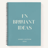 Fun Cool Blauwgroen aangepaste naam Brilliant Idee Notitieboek (Voorkant)