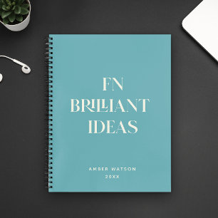 Fun Cool Blauwgroen aangepaste naam Brilliant Idee Notitieboek