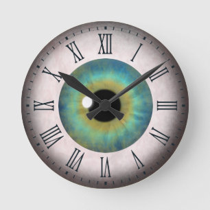 Fun Cool Blue Eye Eyeball Roman Medium  Ronde Klok