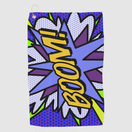 Fun Cool BOOM Comic Book Superheld Golfhanddoek (Voorkant)