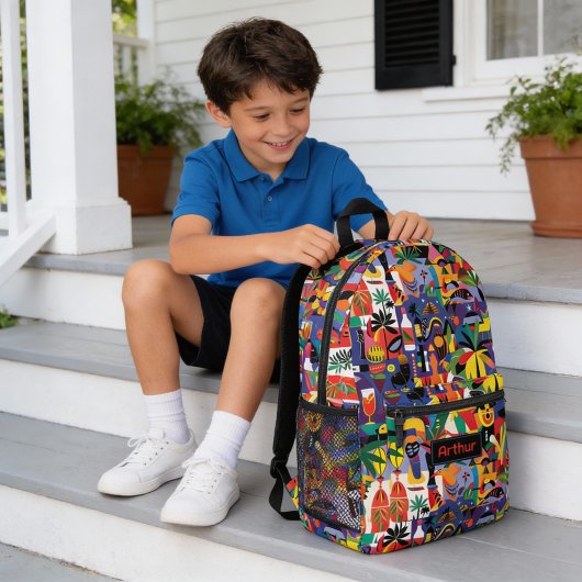 Fun Cool Cartoon Colorful Doodle Personalized Kid Bedrukte Rugzak