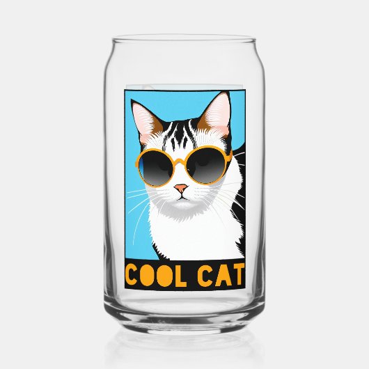 Fun Cool Cat Blikvorm Glas (Achterkant)