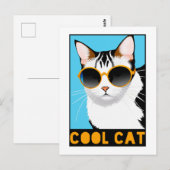 Fun Cool Cat Briefkaart (Voorkant / Achterkant)