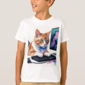 Fun Cool Cat Computer Gaming Animal Humor T-shirt (Voorkant)