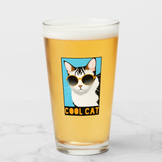 Fun Cool Cat Glas (Voorkant gevuld)