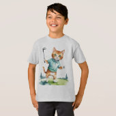 Fun Cool Cat Golfer Golfen Dier Humor T-shirt (Voorkant volledig)