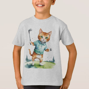 Fun Cool Cat Golfer Golfen Dier Humor T-shirt