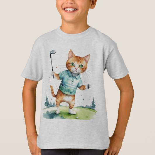 Fun Cool Cat Golfer Golfen Dier Humor T-shirt (Voorkant)