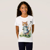 Fun Cool Cat Golfer Golfen Dier Humor T-shirt (Voorkant volledig)