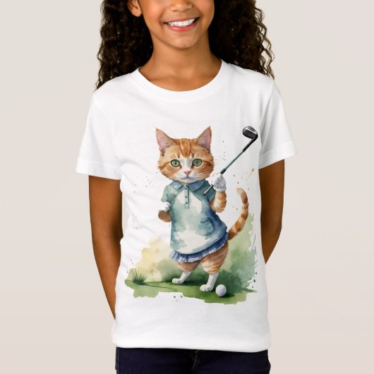Fun Cool Cat Golfer Golfen Dier Humor T-shirt (Voorkant)