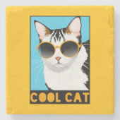 Fun Cool Cat Stenen Onderzetter (Voorkant)