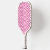 Fun Cool Chic Pink White Oval Honeycomb Patroon Pickleball Paddle (Links)