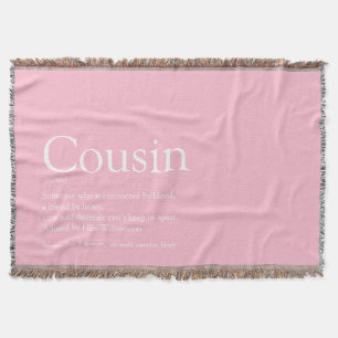 Fun Cool Cousin Definition Modern Pink Deken
