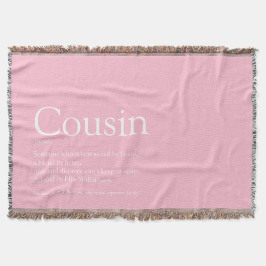 Fun Cool Cousin Definition Modern Pink Deken (Voorkant)