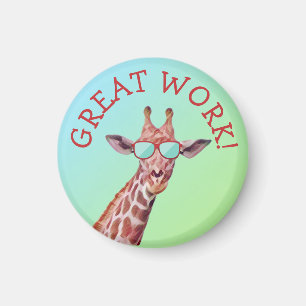 Fun Cool Cute Giraffe Great Work Quote Teacher Magneet