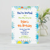 Fun Cool Dinosaur Birthday Party Kaart (Staand voorkant)