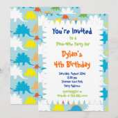 Fun Cool Dinosaur Birthday Party Kaart (Voorkant / Achterkant)