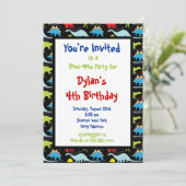 Fun Cool Dinosaur Birthday Party Kaart (Staand voorkant)