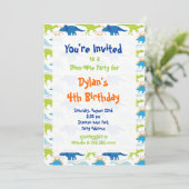 Fun Cool Dinosaur Birthday Party Kaart (Staand voorkant)