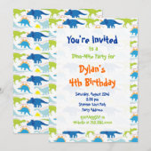 Fun Cool Dinosaur Birthday Party Kaart (Voorkant / Achterkant)