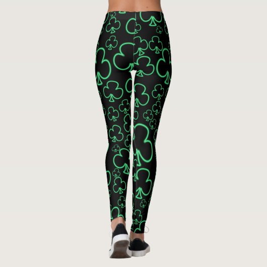 Fun Cool en uniek patroon van Neon Shamrocks Leggings (Achterkant)