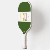 Fun Cool Forest Green White Stripes PICKLE Text Pickleball Paddle (Links)