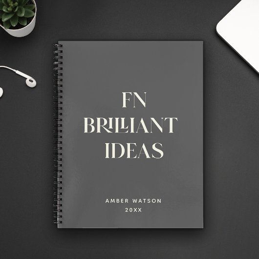 Fun Cool Gray Custom Name Brilliant Ideas Planner Notitieboek