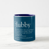 Fun Cool Hubby Husband Definitie Quote Blauw Tweekleurige Koffiemok (Center)