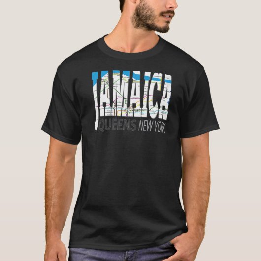 Fun Cool Jamaica Queens New York met metrokaart T-shirt (Voorkant)