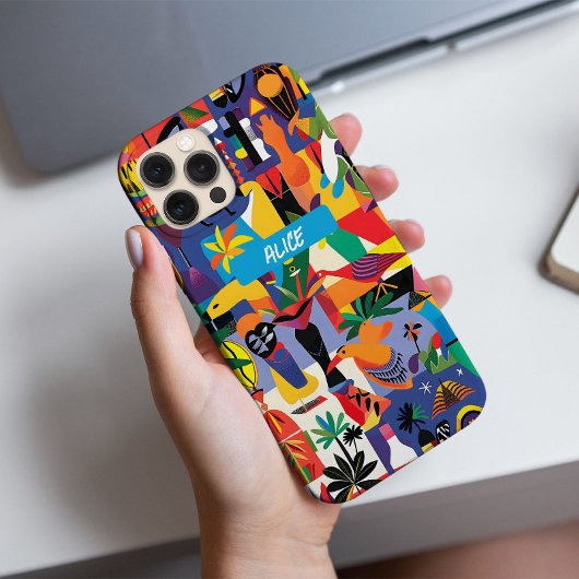 Fun Cool Kleurrijke Cartoon Doodle Gepersonaliseer Case-Mate iPhone Case